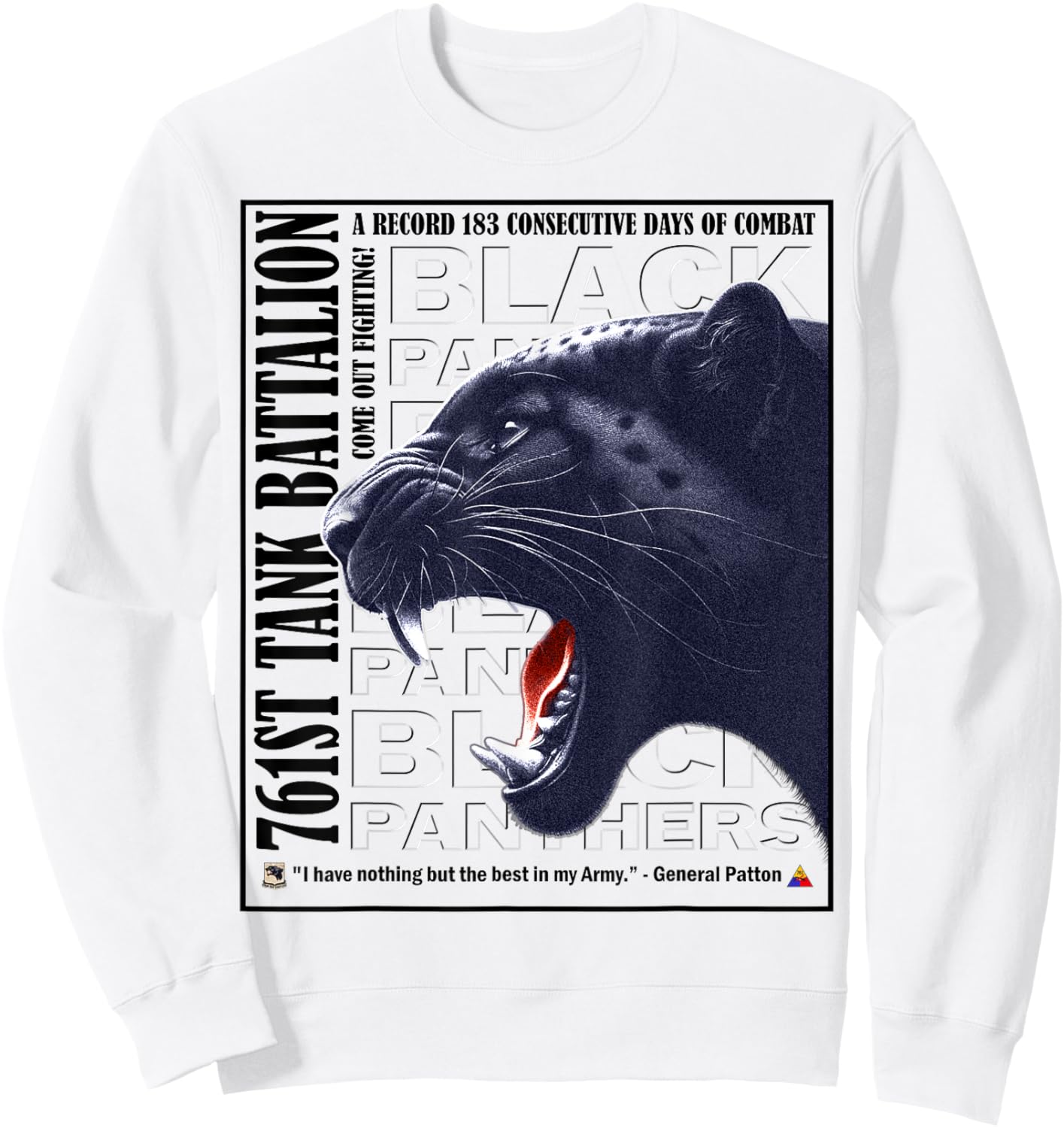 761st Tank Battalion WWII Black Panthers Recognition Sweatshirt - Sweatshirt | White