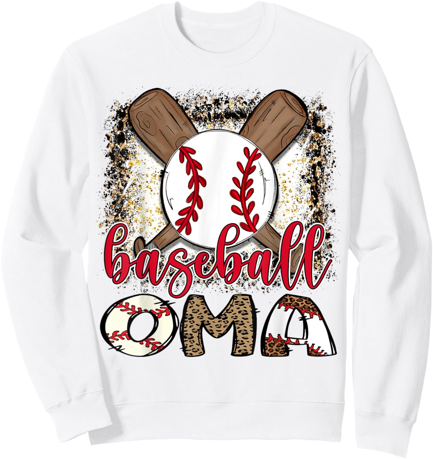 Baseball Oma Leopard Proud Ball Oma Sweatshirt - Sweatshirt | White