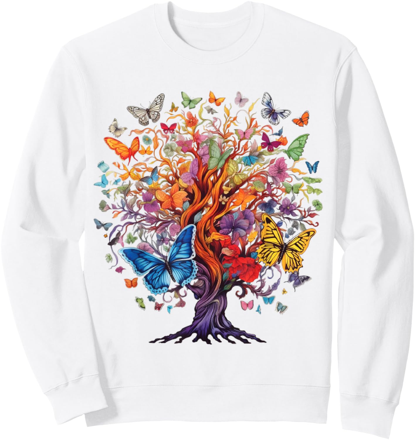 butterfly shirt with flowers, fashion , Gift Sweatshirt - Sweatshirt | White