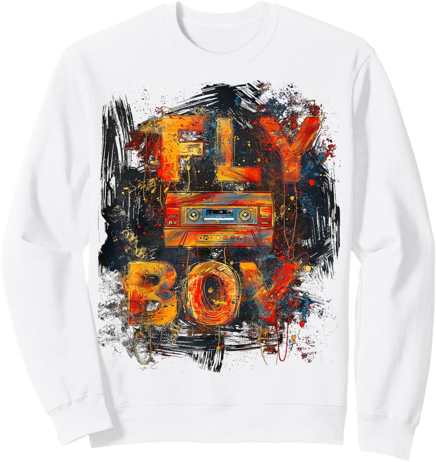 Fly Boy Hip Hop 80s 90s Urban Graffiti Style Sweatshirt - Sweatshirt | White