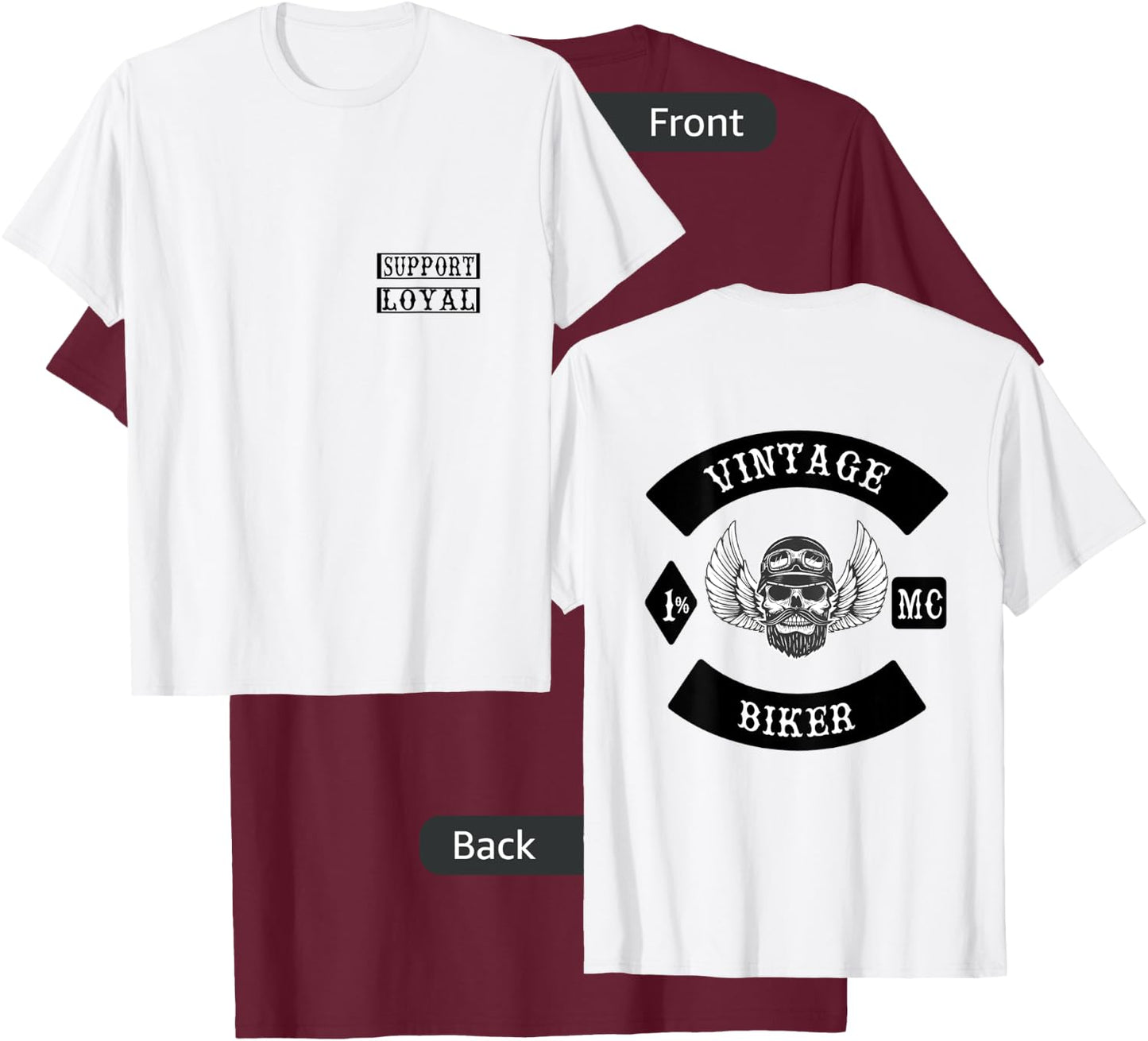 Vintage Biker Mc Patch Motorcycle Club Support T-Shirt - T-Shirt | Maroon