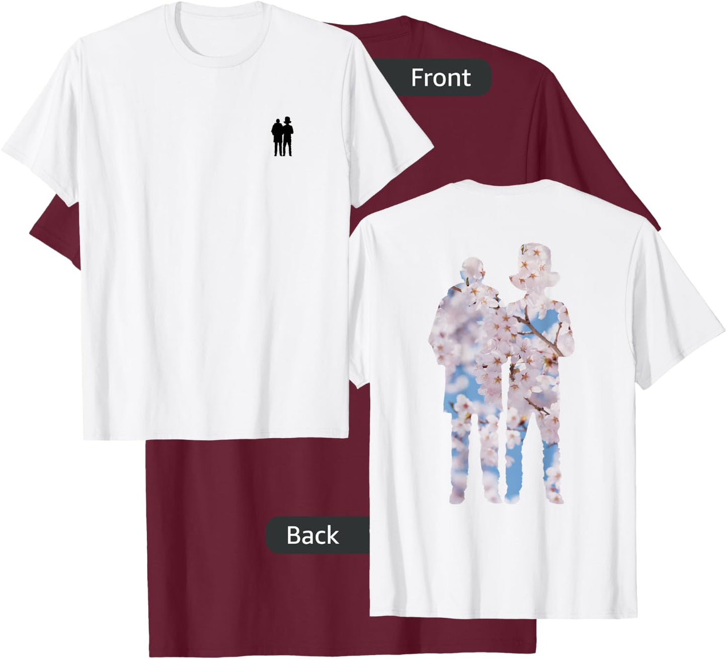 Pet Shop Boys Blossom Silhouette T-Shirt - T-Shirt | Maroon