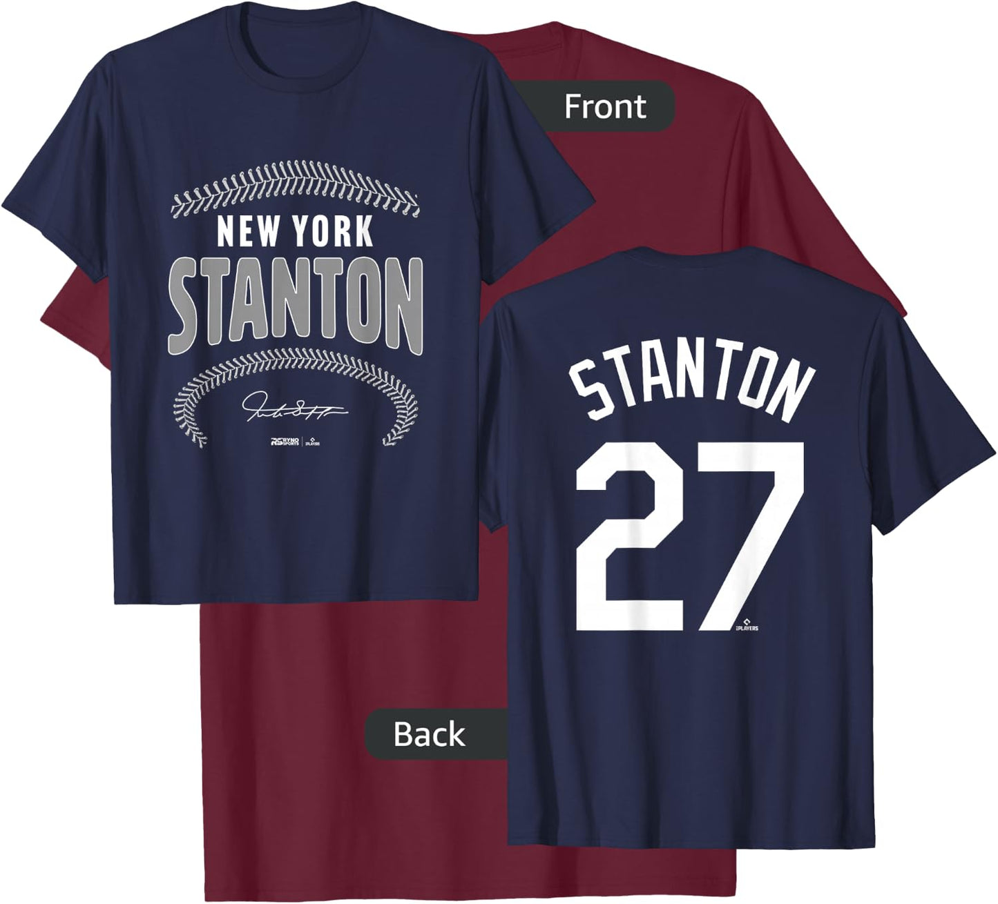 Giancarlo Stanton New York Name & Number (Front & Back) T-Shirt - T-Shirt | Maroon