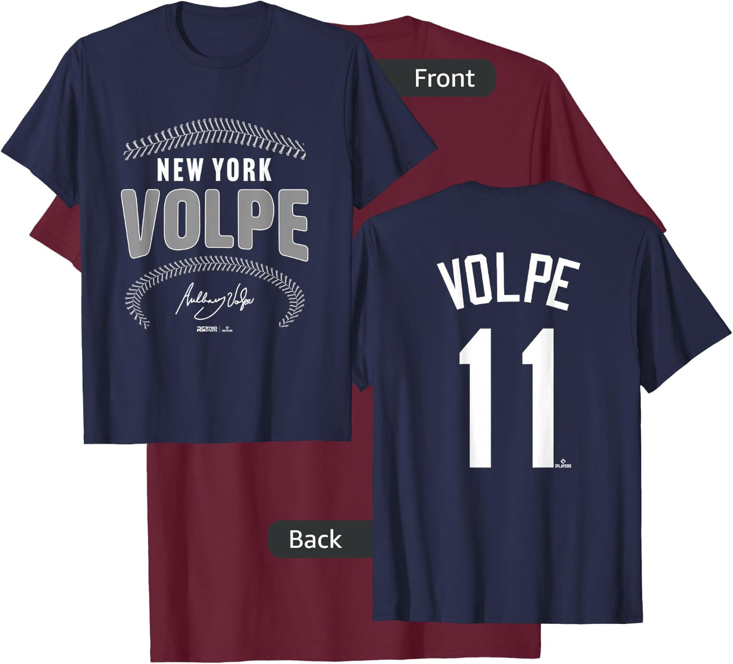 Anthony Volpe New York Baseball Name & Number (Front & Back) T-Shirt - T-Shirt | Maroon