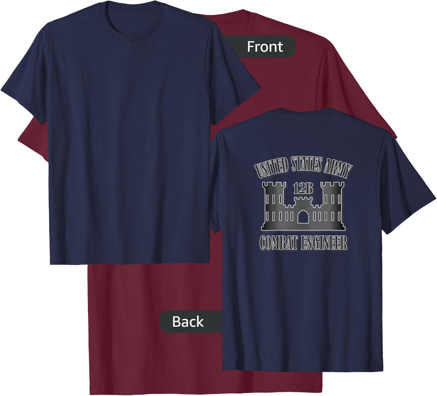 U.S. Army Combat Engineer (Back Design) T-Shirt - T-Shirt | Maroon