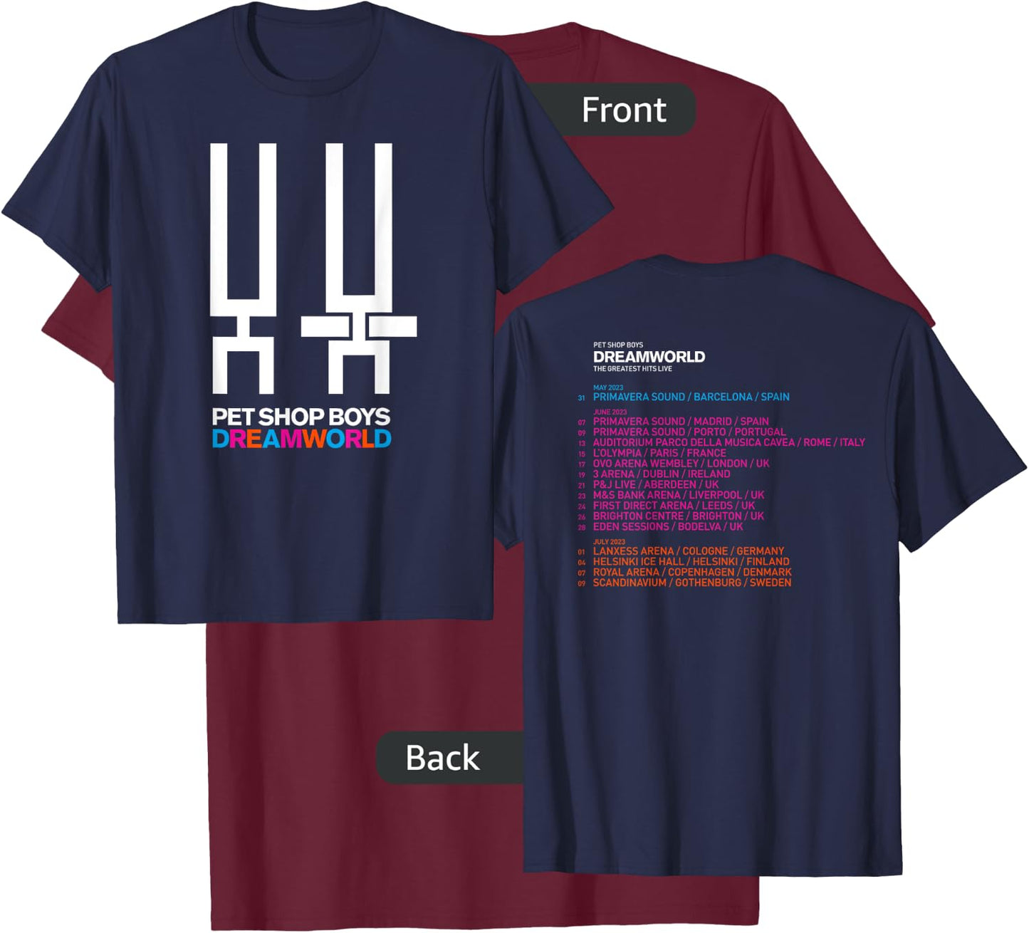 Pet Shop Boys Dreamworld Tour T-Shirt - T-Shirt | Maroon