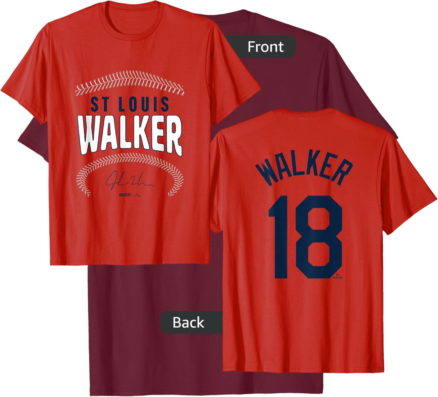 Jordan Walker St. Louis Baseball Name & Number (Front&Back) T-Shirt - T-Shirt | Maroon