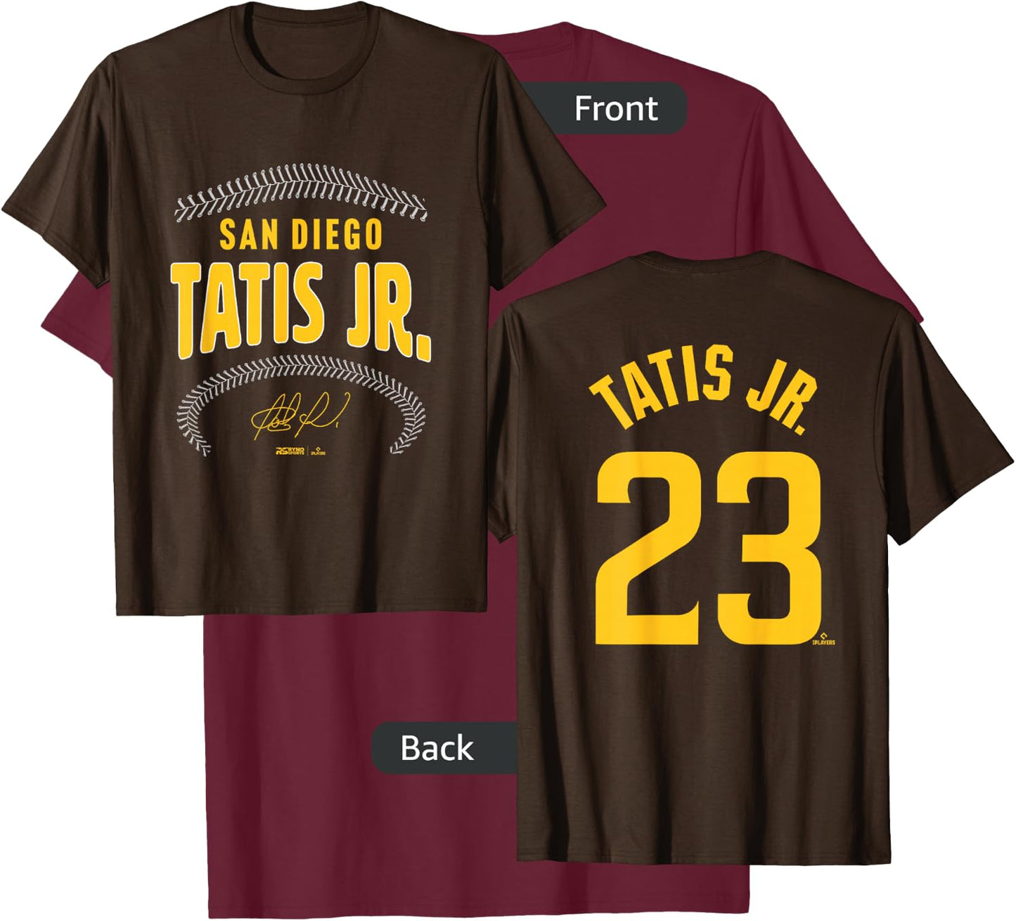 Fernando Tatis Jr. San Diego Name & Number (Front & Back) T-Shirt - T-Shirt | Maroon