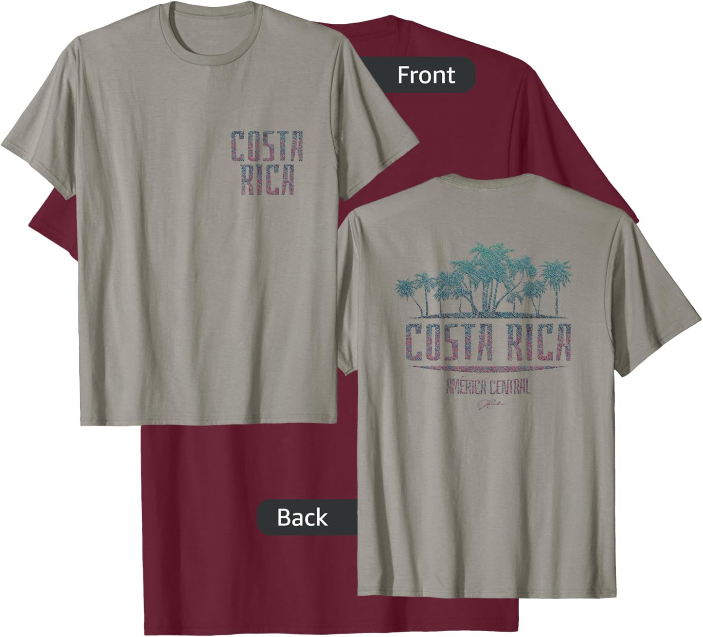 JCombs: Costa Rica Palm Trees on Beach (Two-Sided) T-Shirt - T-Shirt | Maroon