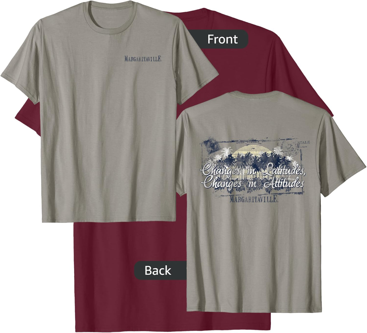 Margaritaville Changes in Latitudes, Changes in Attitudes Heather Grey Women's Classic Fit Cotton/Polyester Blend T-Shirt - T-Shirt | Maroon
