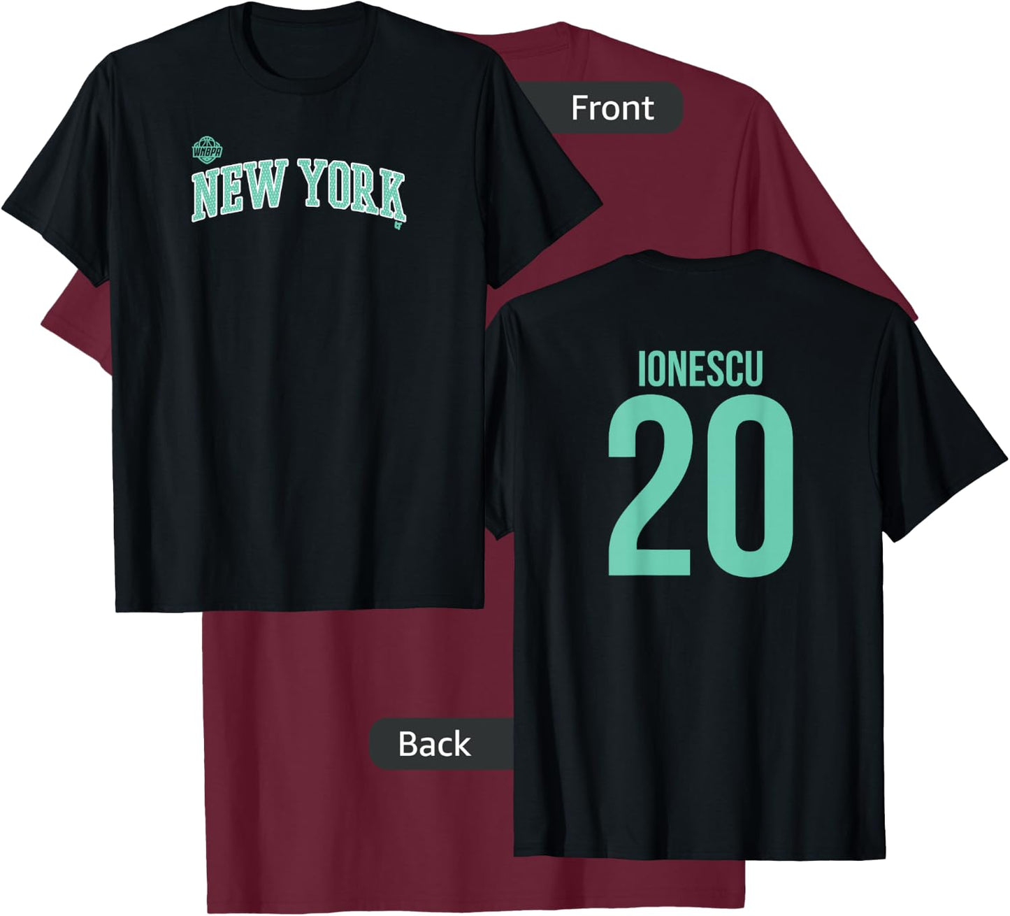 Sabrina Ionescu #20 - Number on Back - New York Basketball T-Shirt - T-Shirt | Maroon