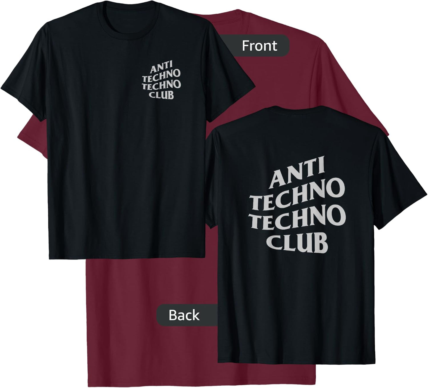 Anti Techno Techno Club Silver Gray Logo EDM Music Festival T-Shirt - T-Shirt | Maroon