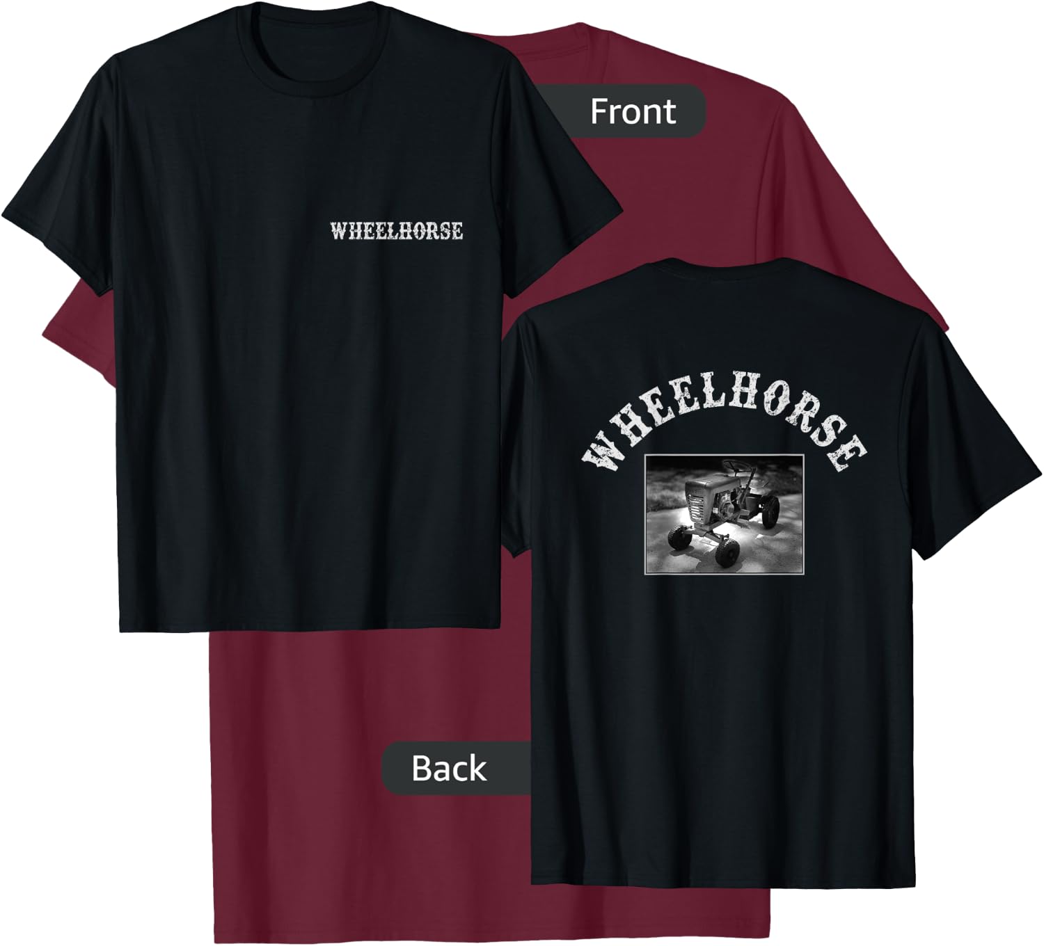 Wheelhorse Brand -Adults Band , Black, Small, Short Sleeve, Classic Fit, Cotton 100% Polyester 0% T-Shirt - T-Shirt | Maroon