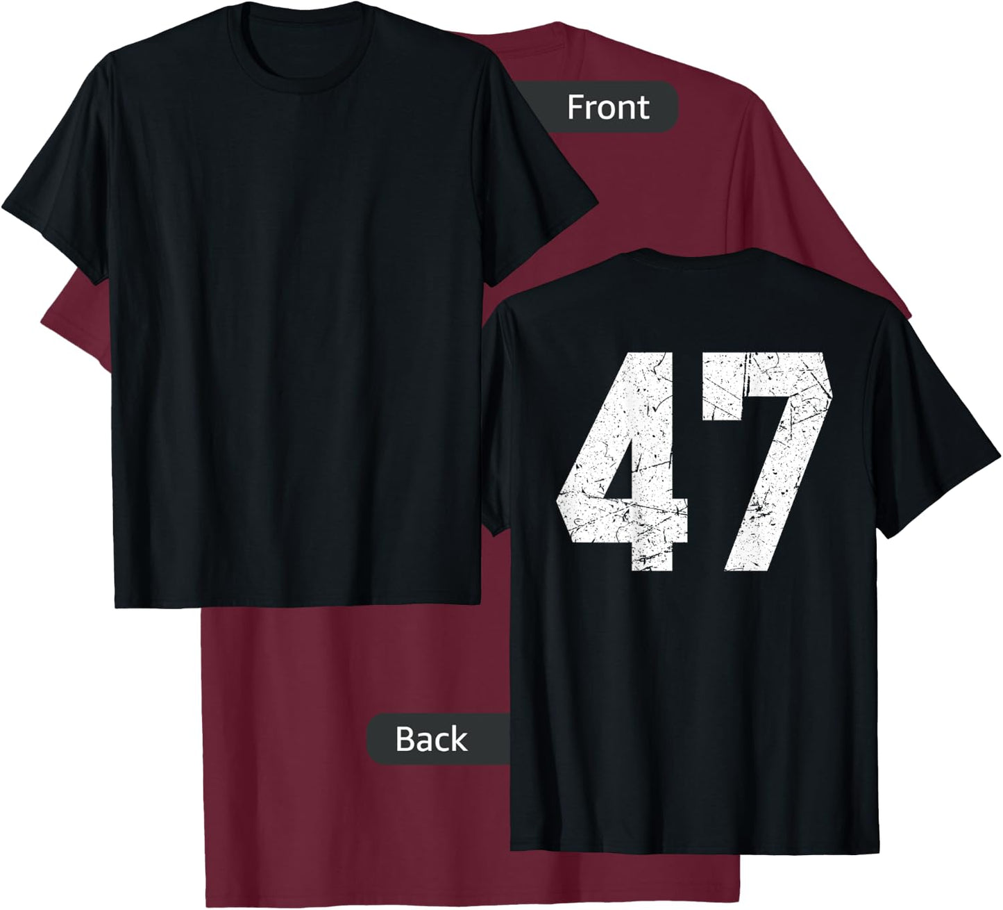 #47 Jersey Uniform Varsity Sports Number, 47th Birthday T-Shirt - T-Shirt | Maroon