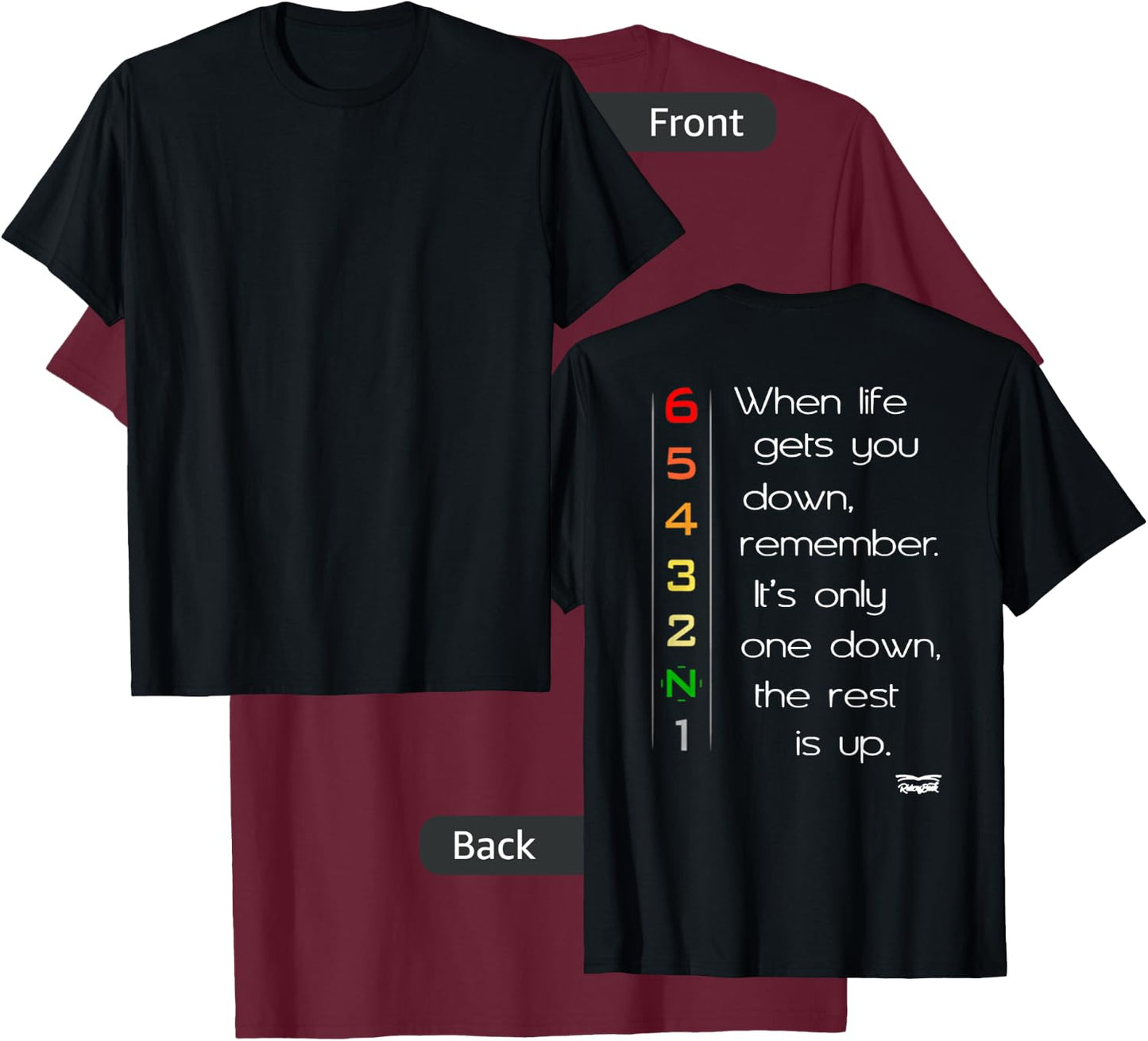 When life gets you down Motorcycle Motorbike Gears On Back T-Shirt - T-Shirt | Maroon