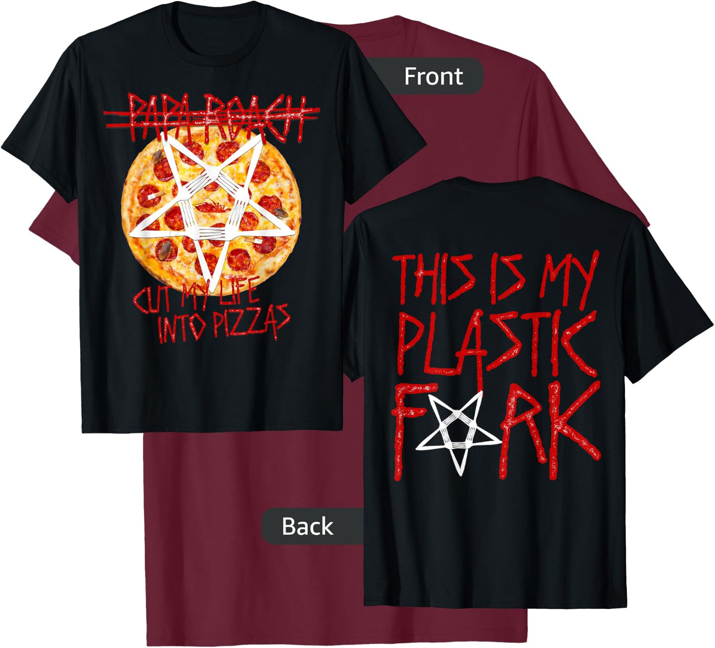 Papa Roach - Official Merchandise -Cut My Life Into Pizzas T-Shirt - T-Shirt | Maroon
