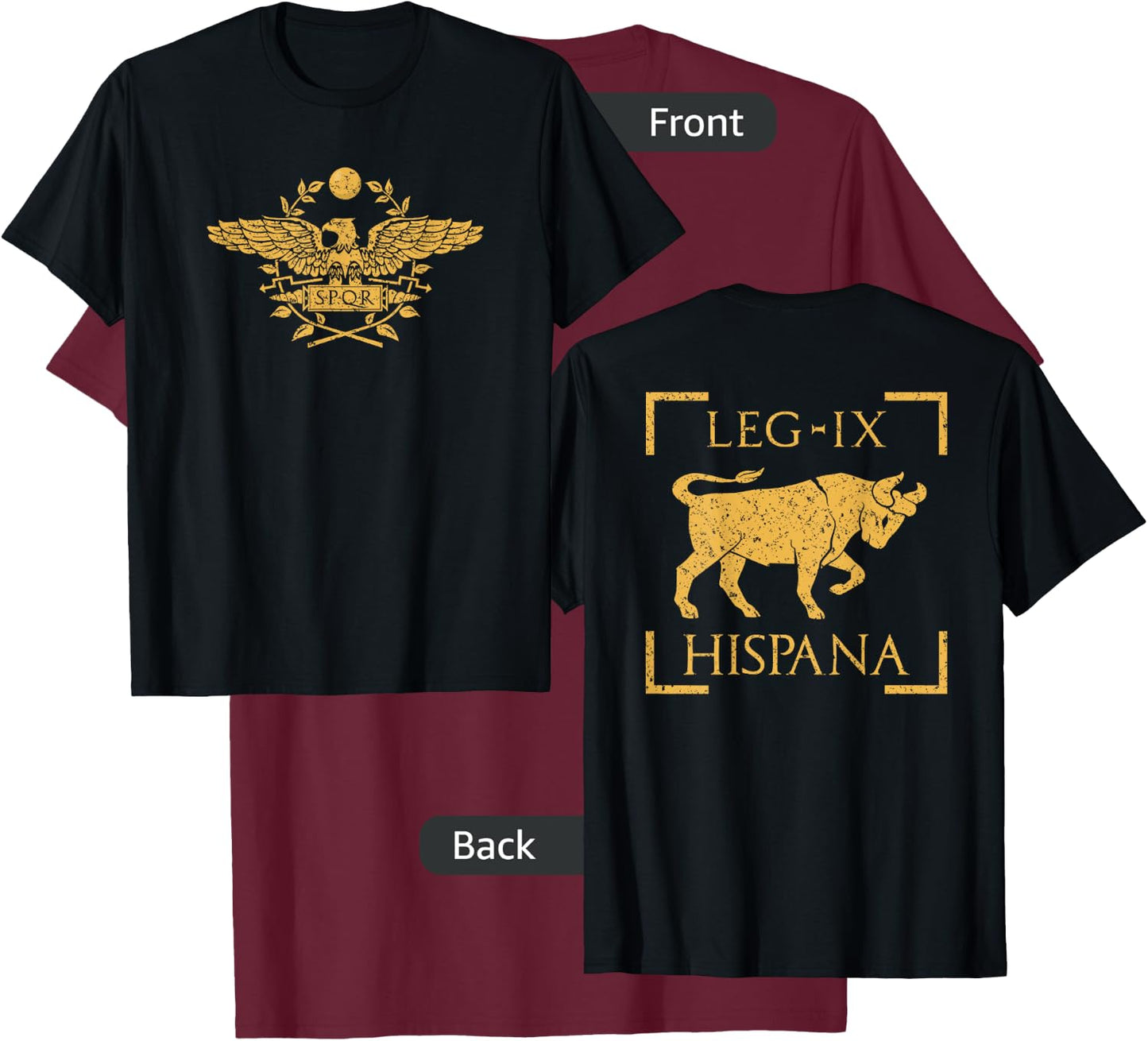 Legio IX Hispana Taurus Emblem Roman Legion Back Print T-Shirt - T-Shirt | Maroon