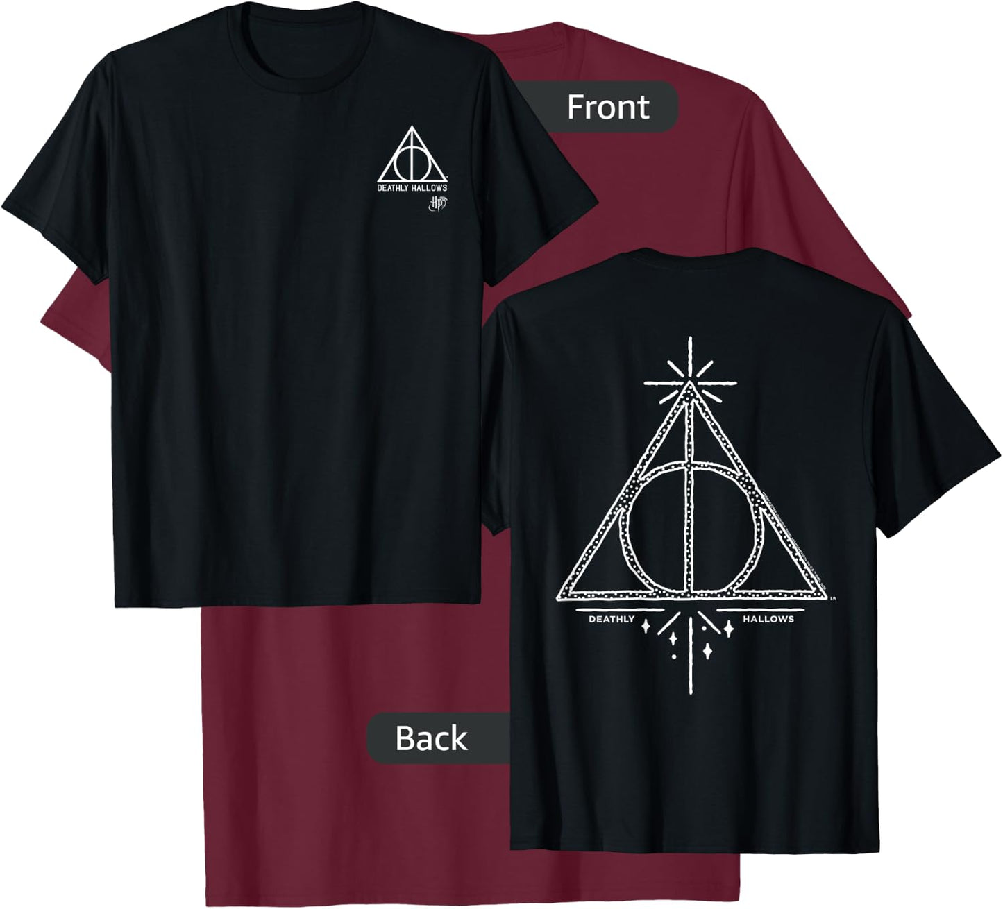 Harry Potter Deathly Hallows Pocket Icon Front & Back T-Shirt - T-Shirt | Maroon
