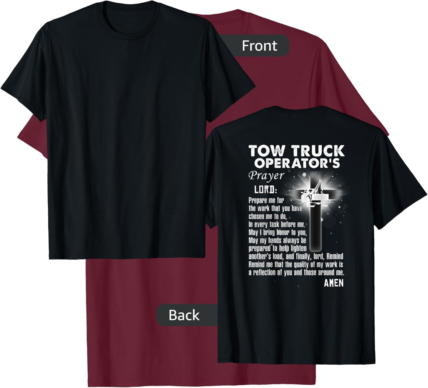 Proud Tow Truck Operator Prayer T-Shirt - T-Shirt | Maroon