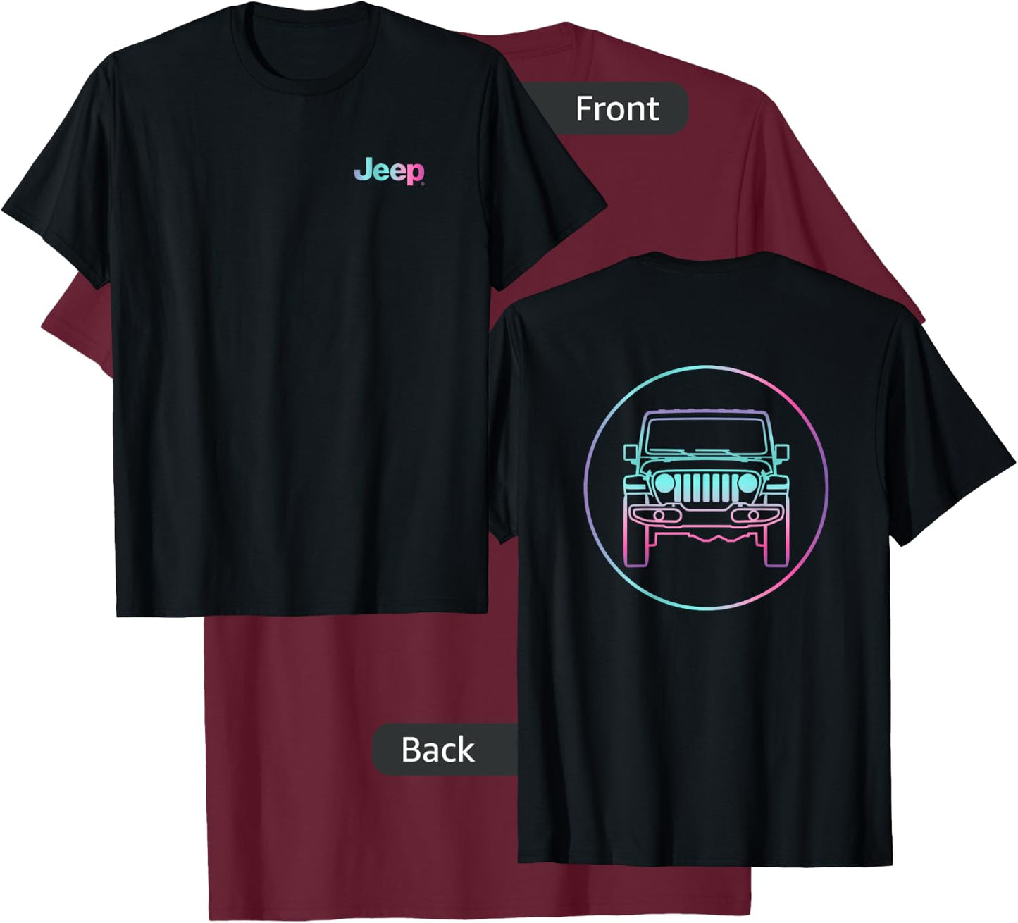 Jeep Rainbow Badge - Officially Licensed T-Shirt - T-Shirt | Maroon