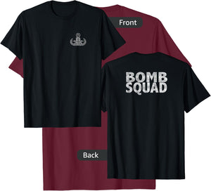 Bomb Squad with Crab Badge EOD T-Shirt - T-Shirt | Maroon