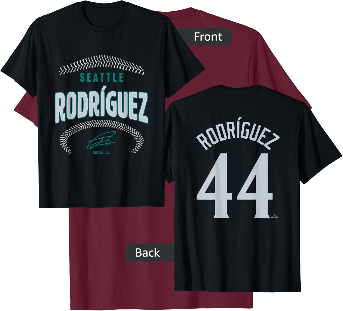 Julio Rodríguez Seattle Baseball Name & Number (Front&Back) T-Shirt - T-Shirt | Maroon
