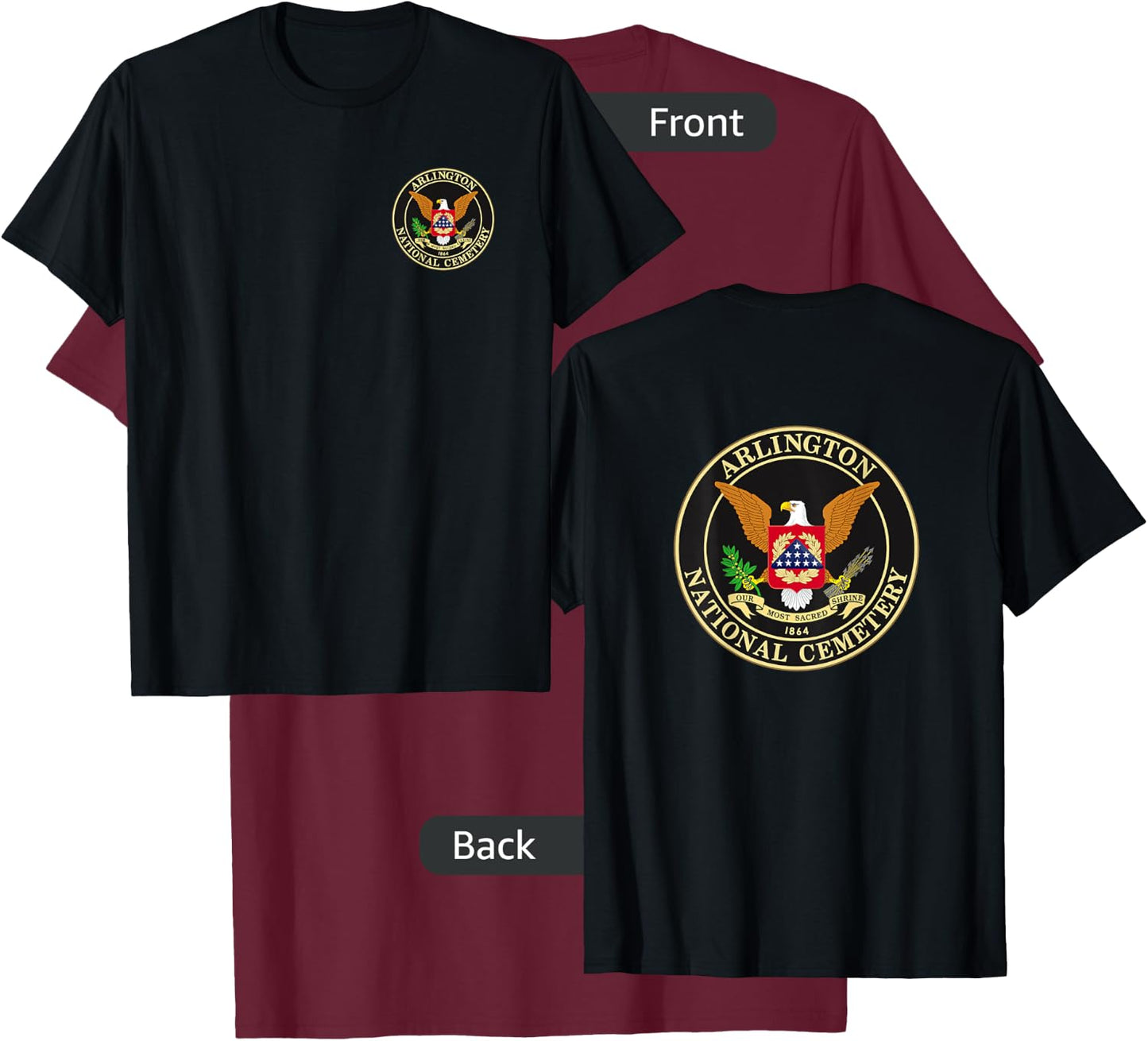 FRONT & BACK Arlington National Cemetery T-Shirt - T-Shirt | Maroon