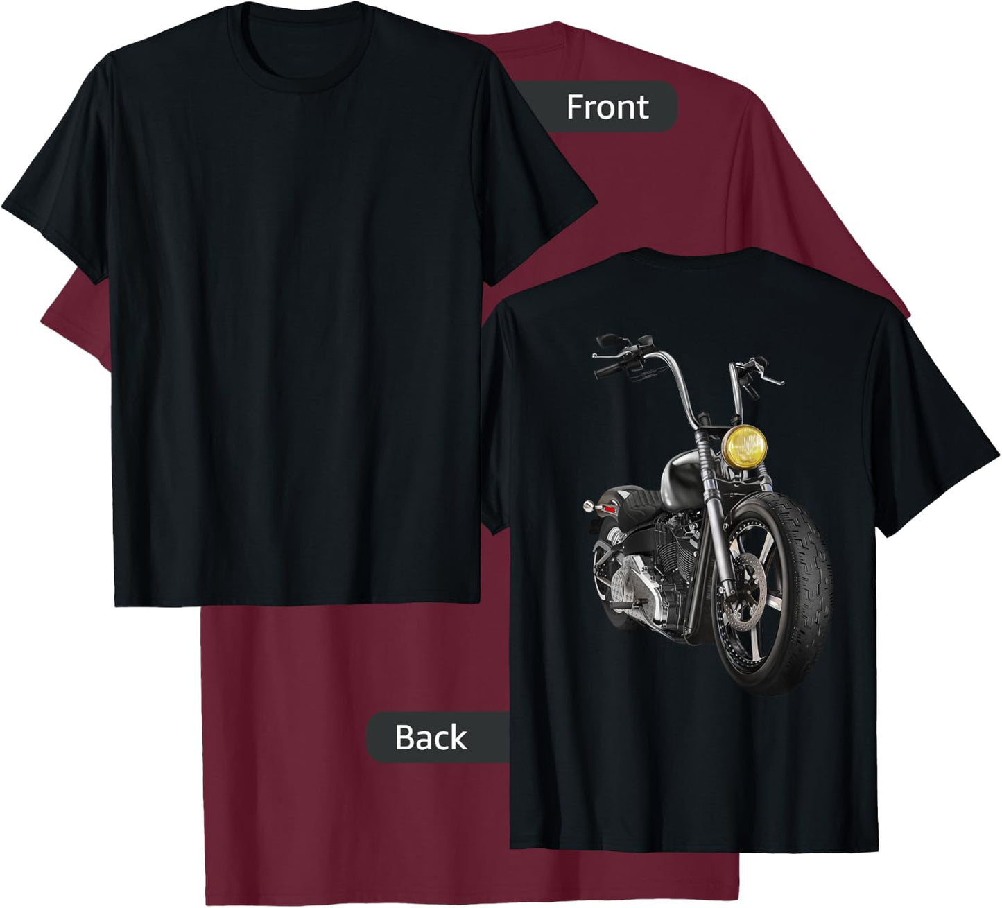 Hand Drawn Chopper Motorcycle T-Shirt - T-Shirt | Maroon
