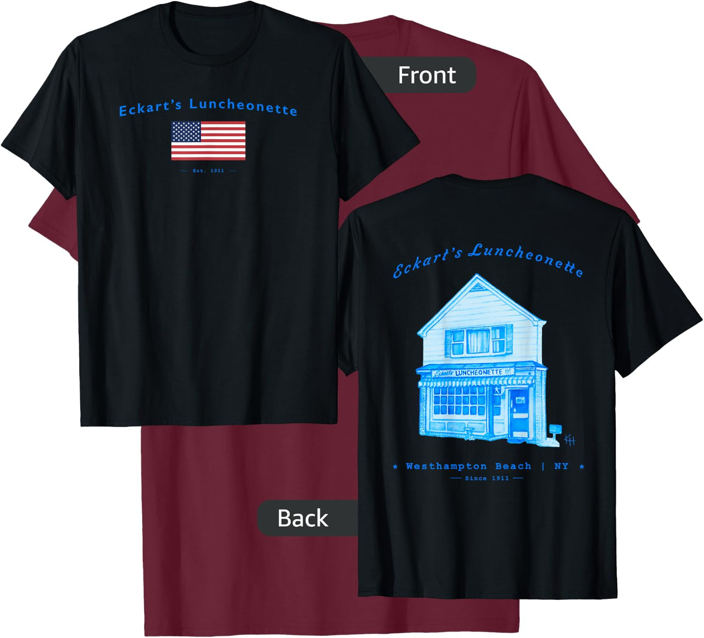 Eckart's Luncheonette Westhampton Beach T-Shirt - T-Shirt | Maroon