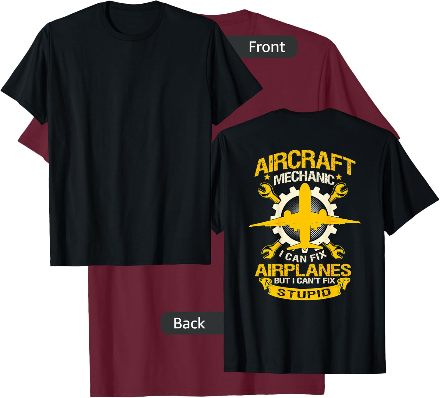 Airplane Mechanic Gift Design On Back Of Clothing T-Shirt - T-Shirt | Maroon