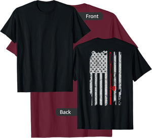 Fishing Thin Red line Rod American Flag Patriotic Fisherman T-Shirt - T-Shirt | Maroon