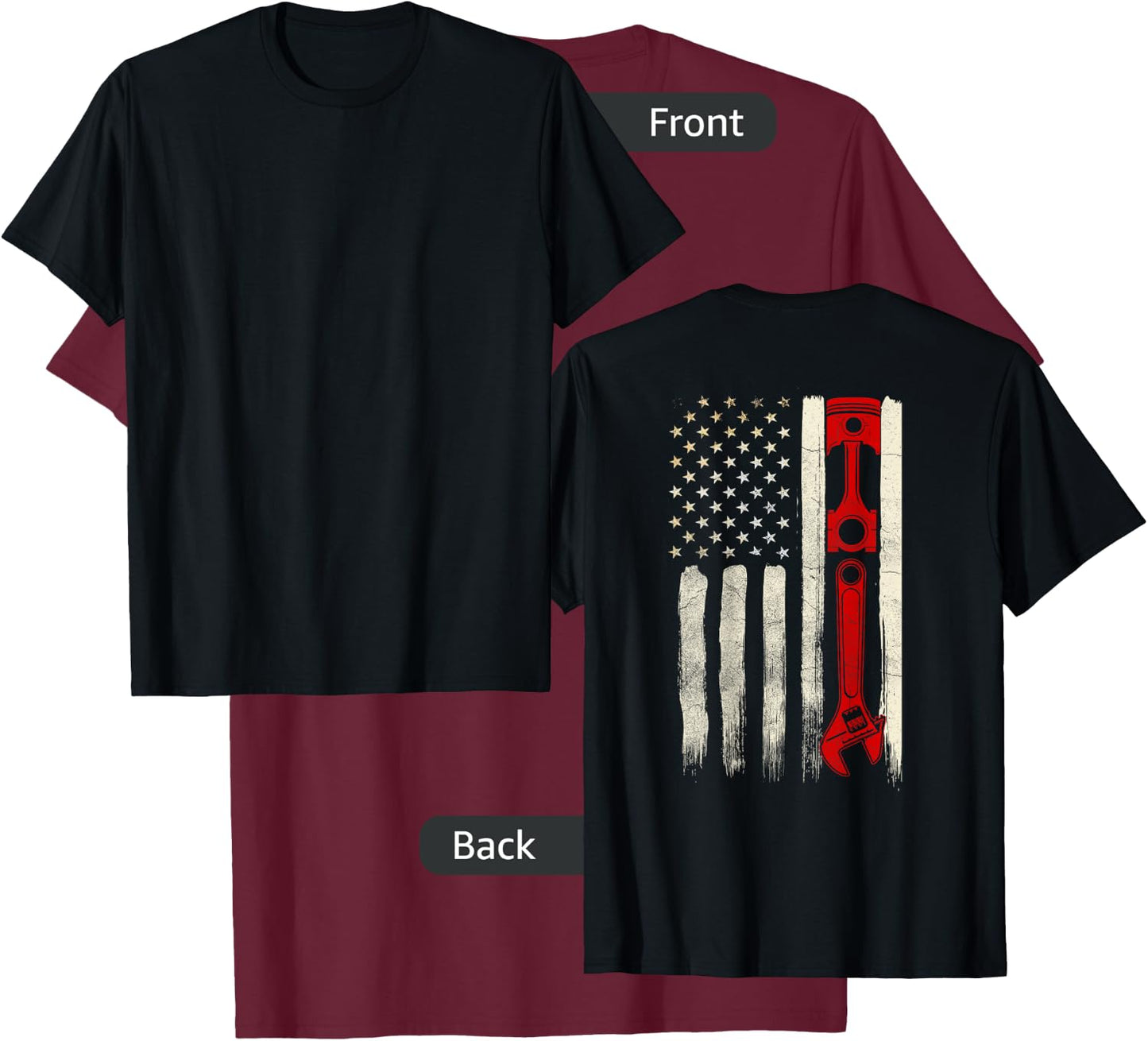 Diesel Mechanic Gifts Design On Back T-Shirt - T-Shirt | Maroon