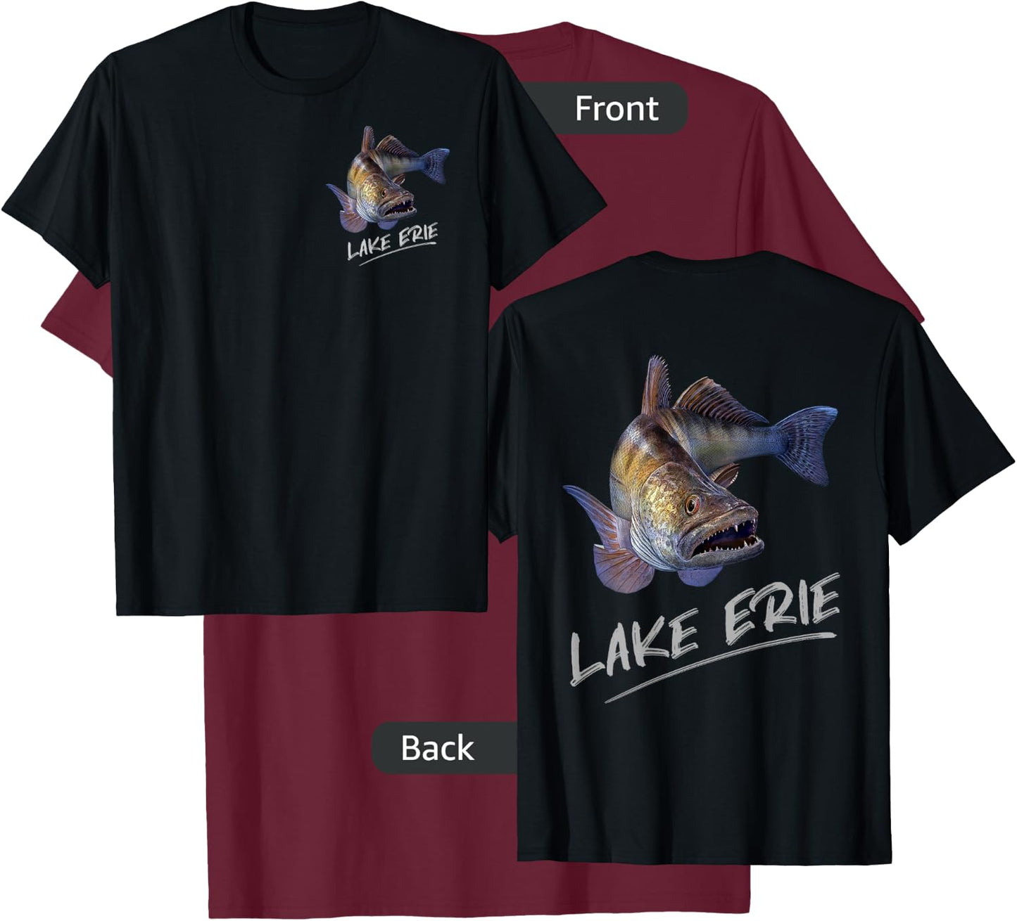 Lake Erie Walleye Fishing Fisherman T-Shirt - T-Shirt | Maroon
