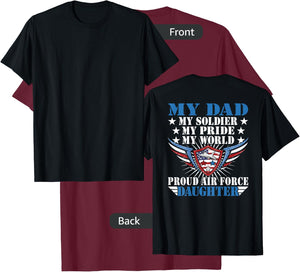 My Dad Is A Soldier Airman Proud Air Force Daughter Gift T-Shirt - T-Shirt | Maroon