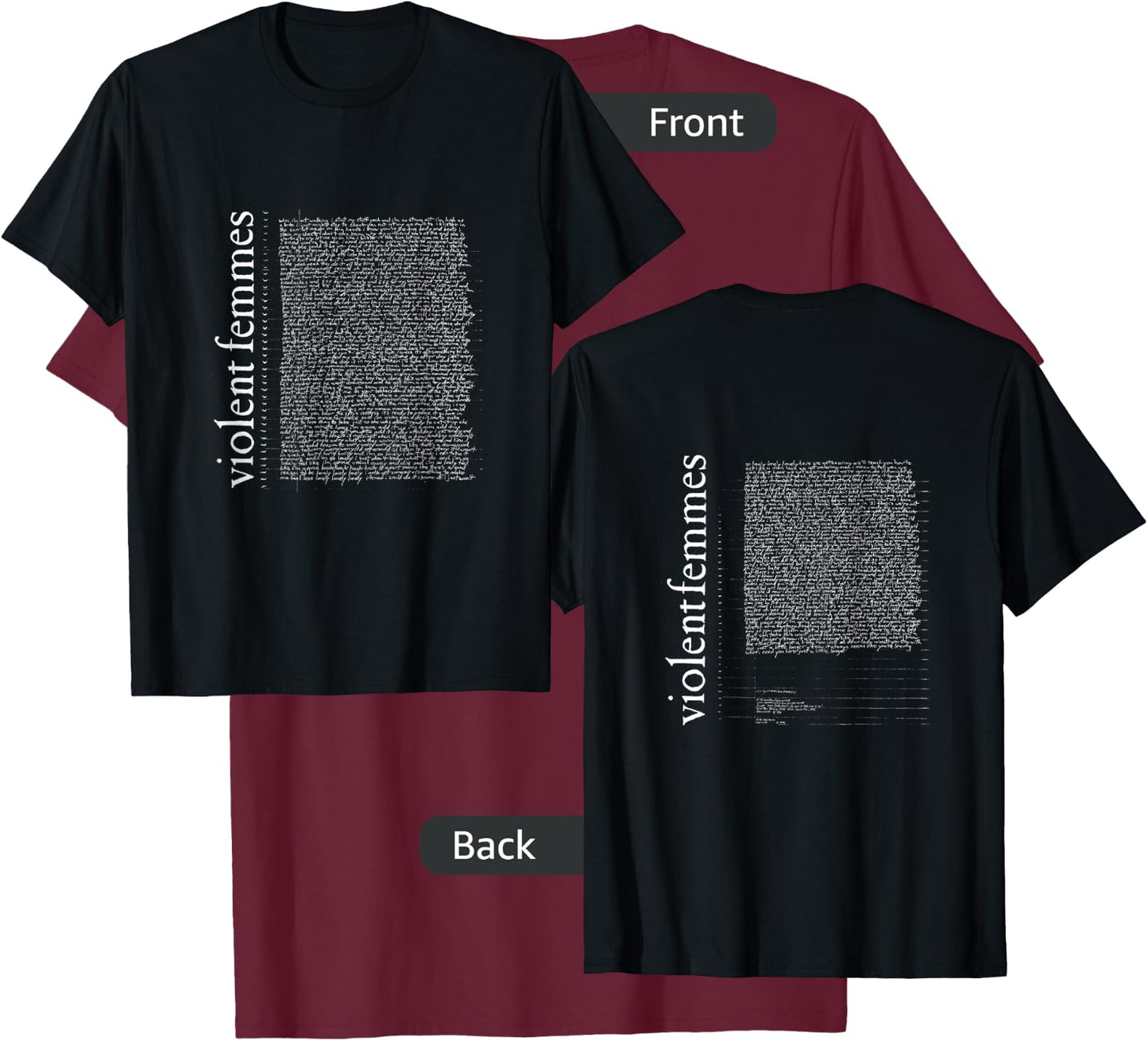 Violent Femmes - Official Merchandise - Self Titled Lyric T-Shirt - T-Shirt | Maroon