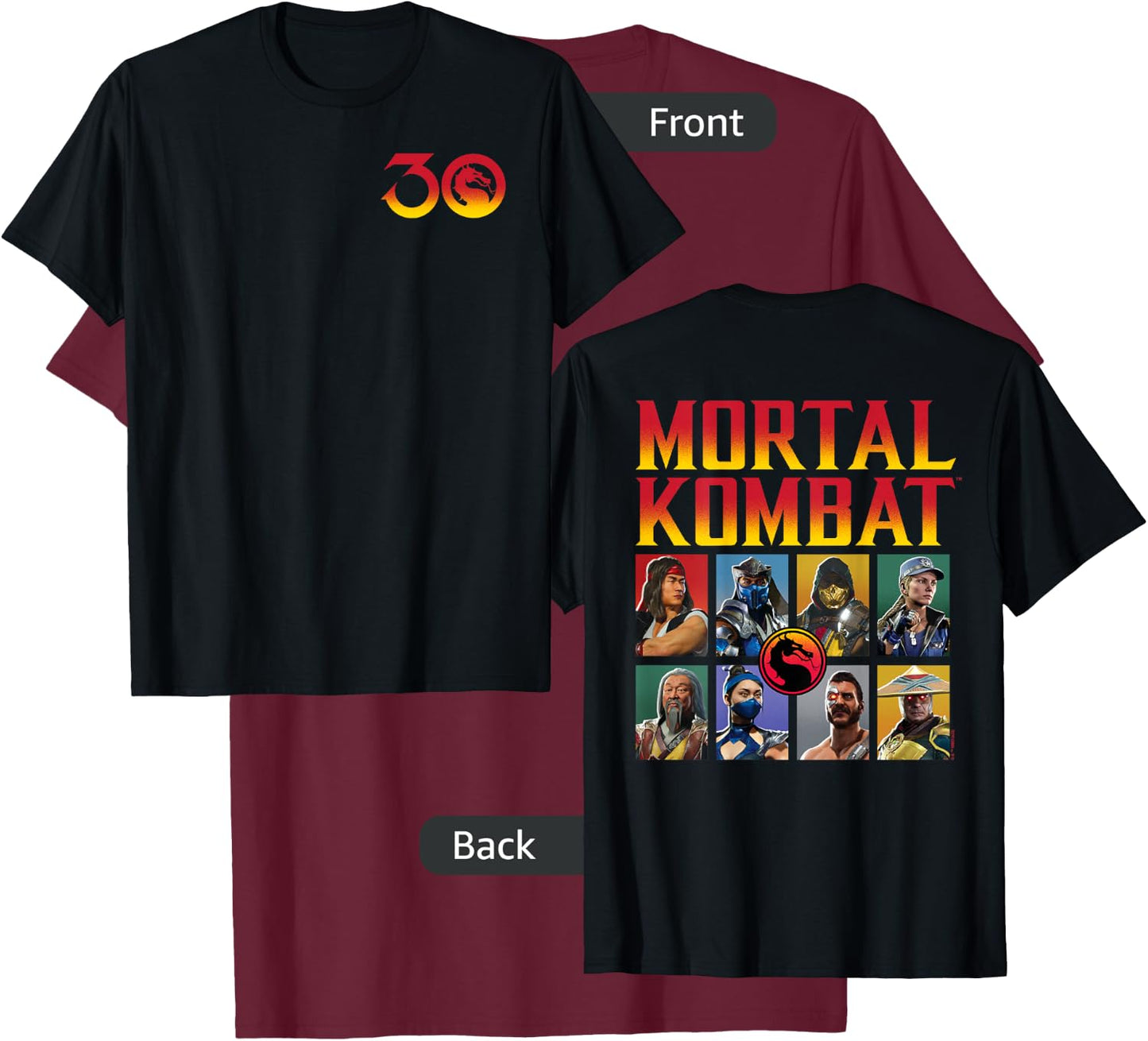 Mortal Kombat - 30th Grid T-Shirt - T-Shirt | Maroon