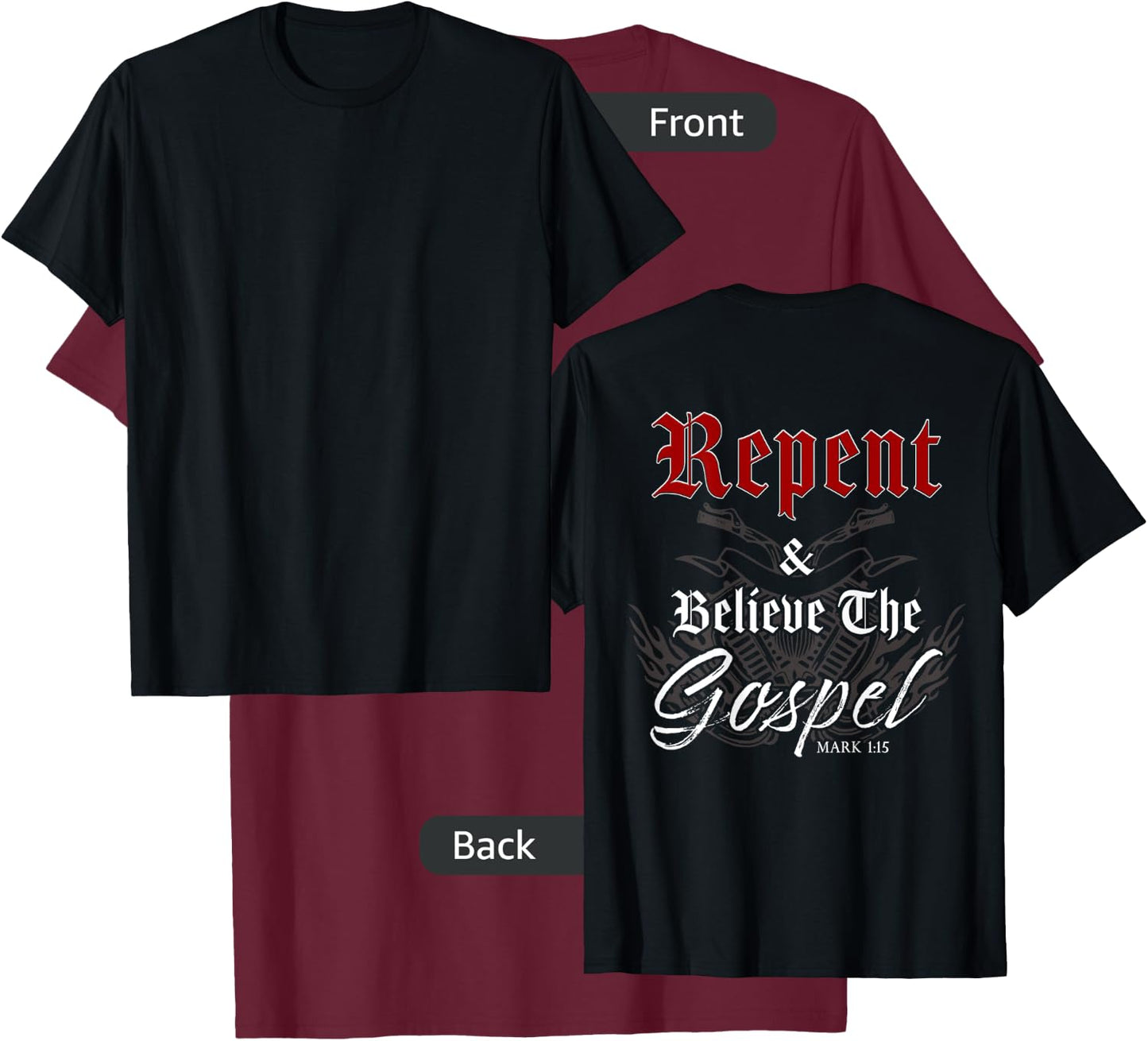 Repent & Believe the Gospel Motorcycle Christian Faith Biker T-Shirt - T-Shirt | Maroon