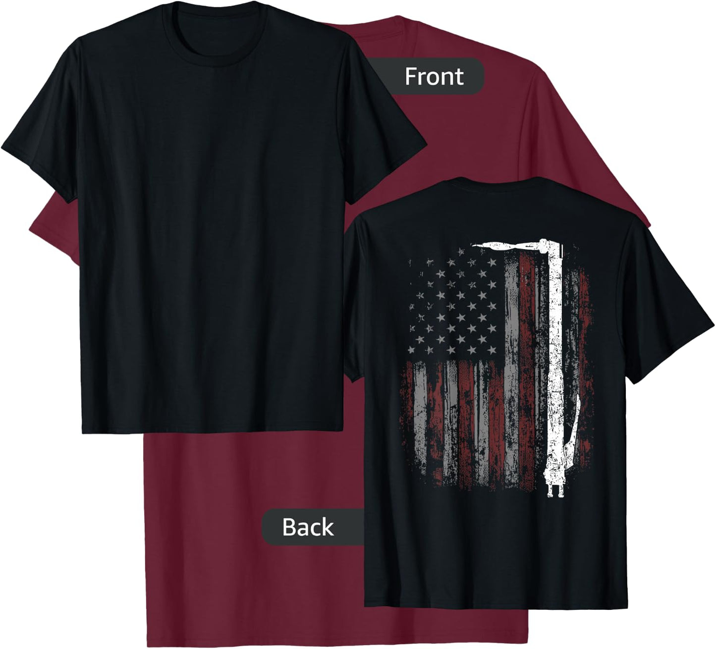 Welding Vintage Patriotic USA American Flag Welder ON BACK T-Shirt - T-Shirt | Maroon