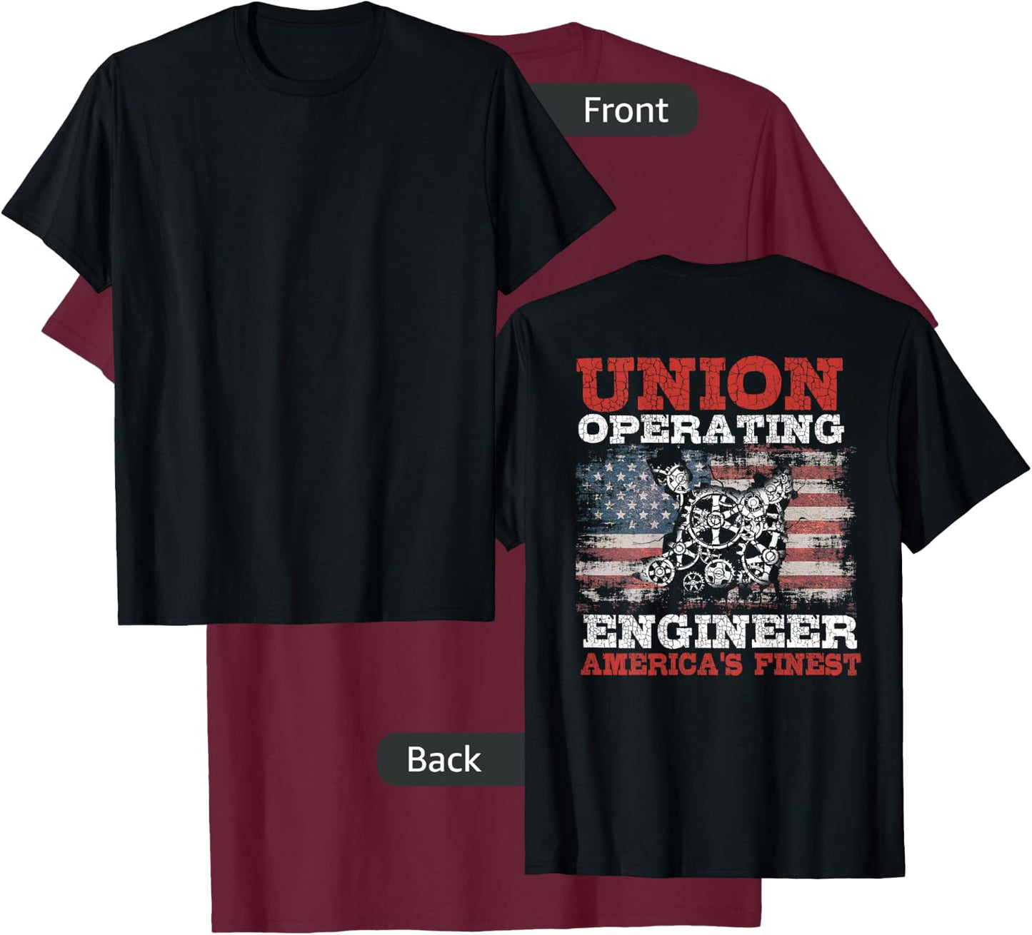 Operating Engineers Design On Back Of Clothing T-Shirt - T-Shirt | Maroon