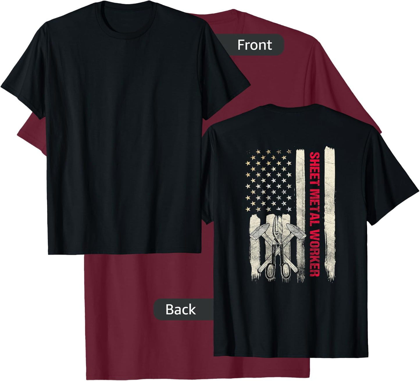 Sheet Metal Worker Design On Back Of Shirt T-Shirt - T-Shirt | Maroon