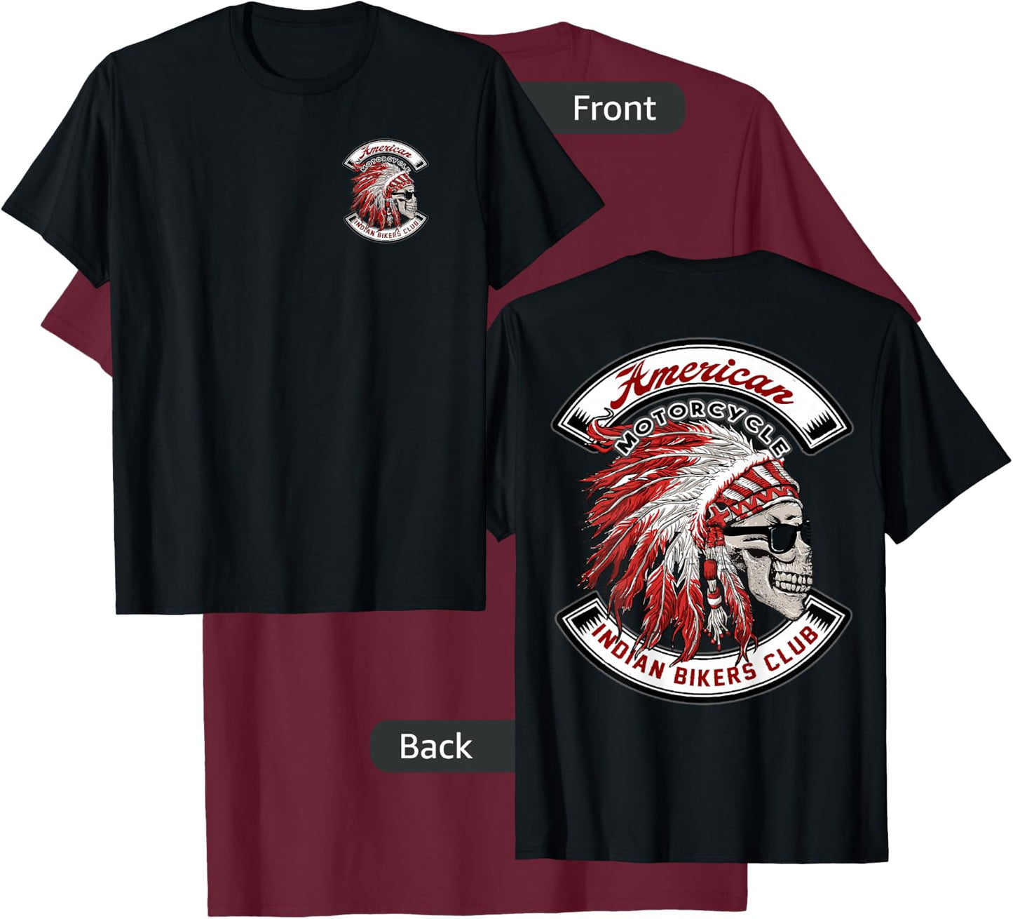American Motorcycle Indian Bikers Club Motorcycle Biker Bike Small T-Shirt - T-Shirt | Maroon
