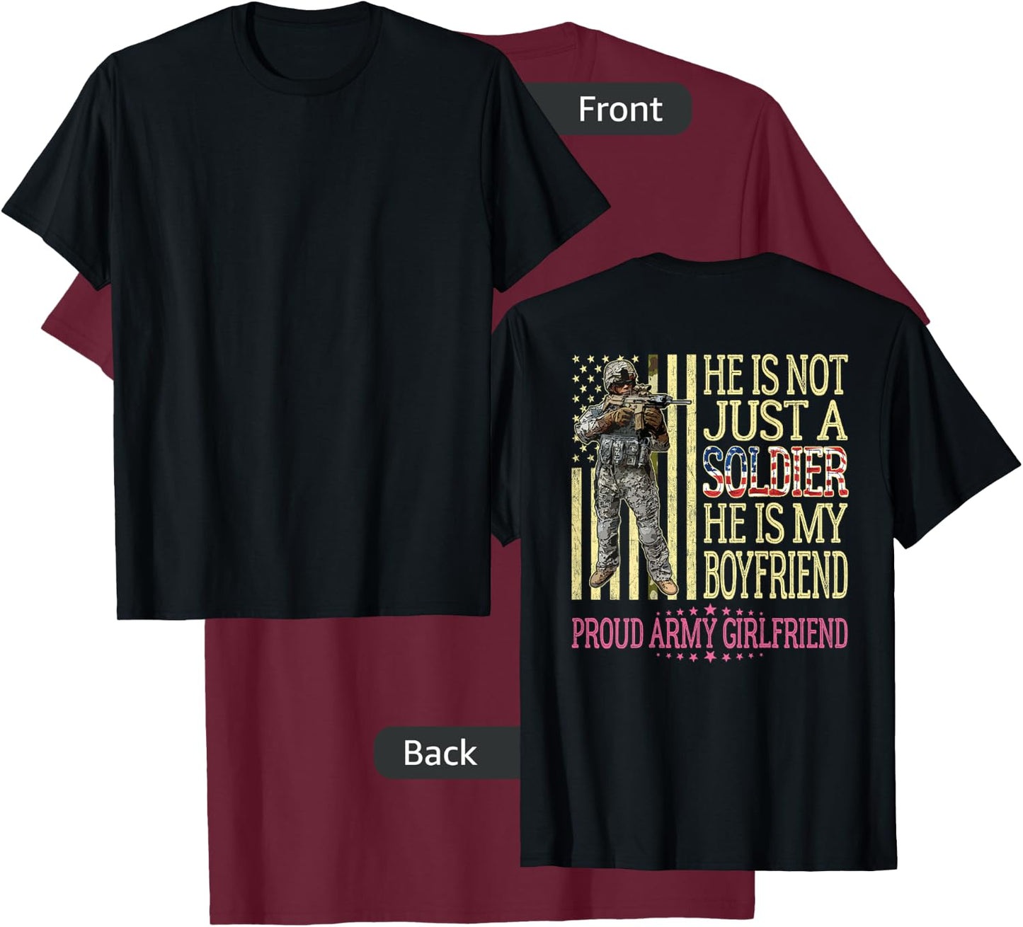 My Boyfriend Is My Soldier Hero - Proud Army Girlfriend Gift T-Shirt - T-Shirt | Maroon
