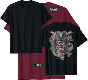 Samurai DESIGN ON THE BACK Oni Bushido Japanese Warrior T-Shirt - T-Shirt | Maroon