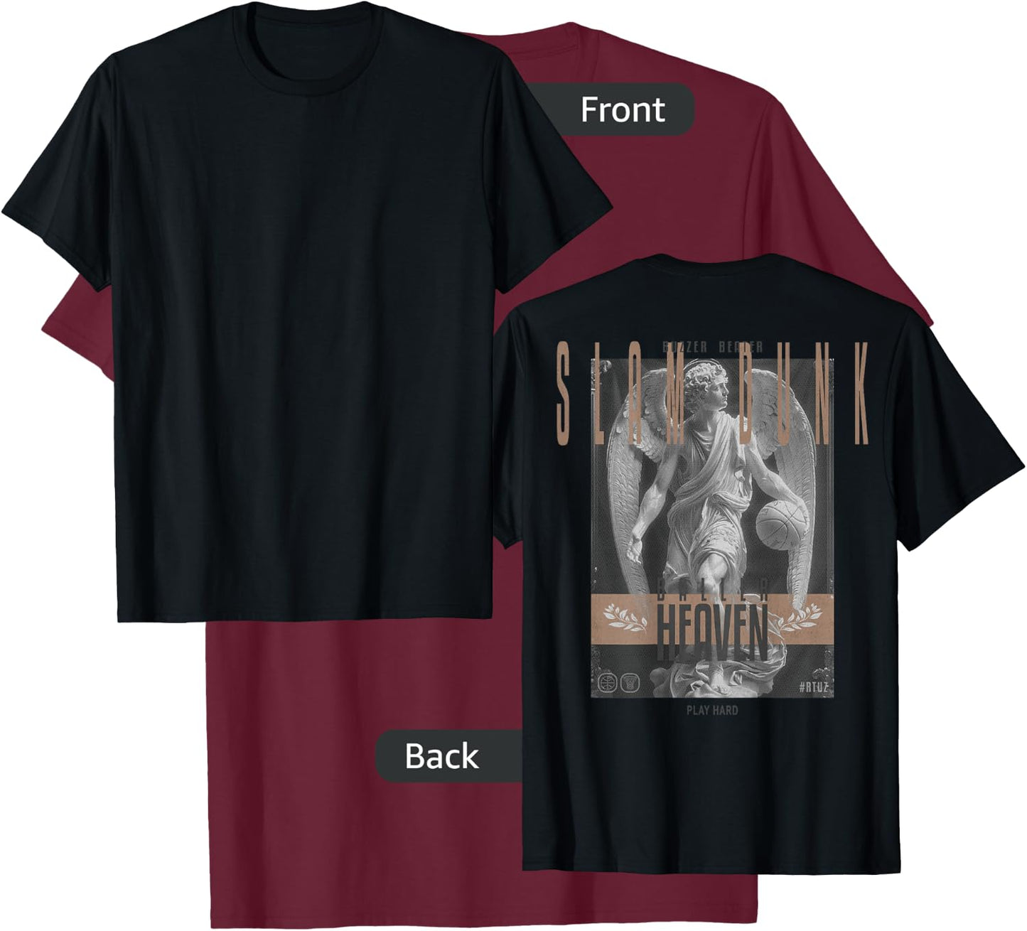 Hip Hop Vintage Edgy Urban Y2K Back Print Streetwear Angel T-Shirt - T-Shirt | Maroon