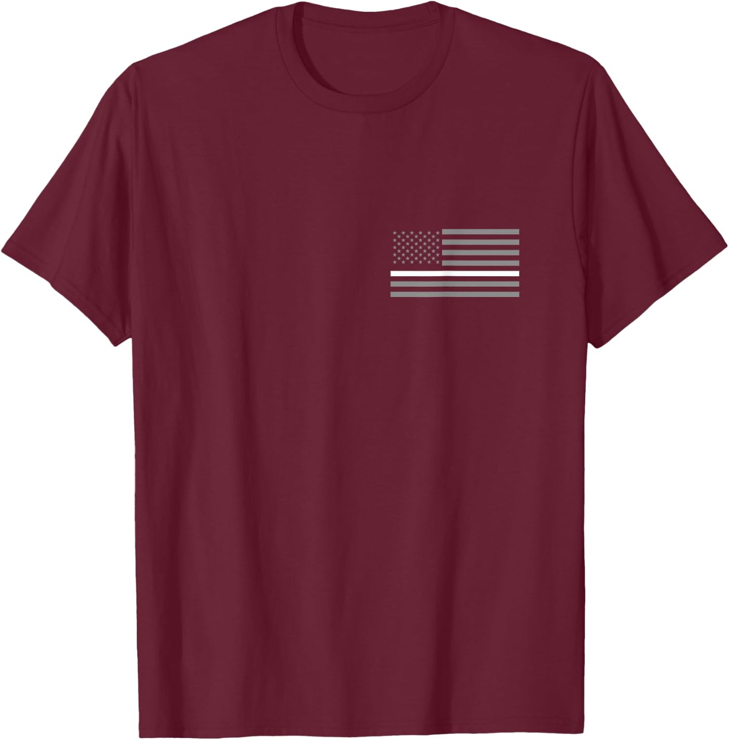 Correctional Officer Thin Silver Line American Flag Gift T-Shirt - T-Shirt | Maroon