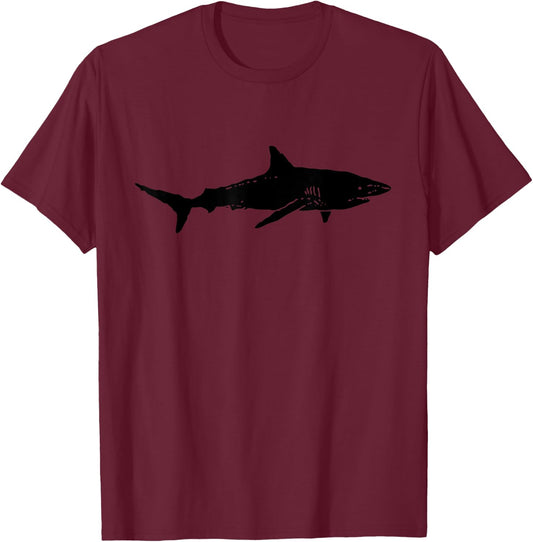 Black Shark | Cool Black Shark Silhouette | Ocean Shark Gift T-Shirt - T-Shirt | Maroon