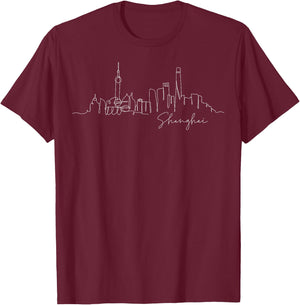 Travel Asia China Shanghai Chinese Family Vacation Souvenir T-Shirt - T-Shirt | Maroon