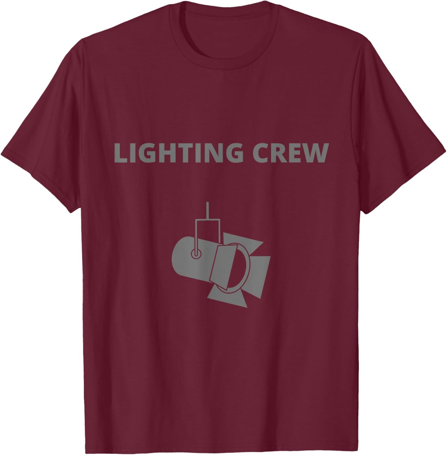 LIGHTING CREW w/ Light, Low Visibility Gray Ink, Front Print T-Shirt - T-Shirt | Maroon