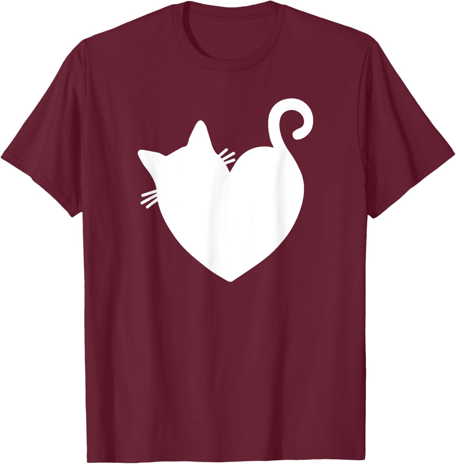 Cat Heart Graphic Women Present Valentines Day Kitty T-Shirt - T-Shirt | Maroon