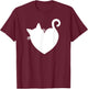 Cat Heart Graphic Women Present Valentines Day Kitty T-Shirt - T-Shirt | Maroon